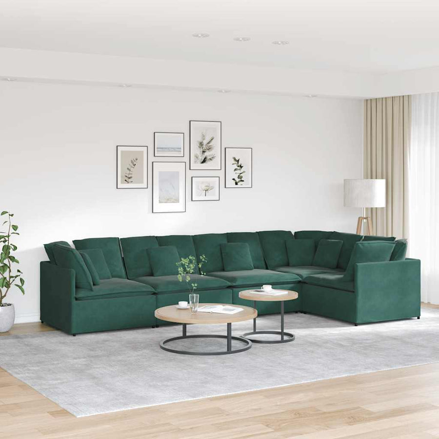 Modulaire Bank Met Kussens Fluweel Donkergroen