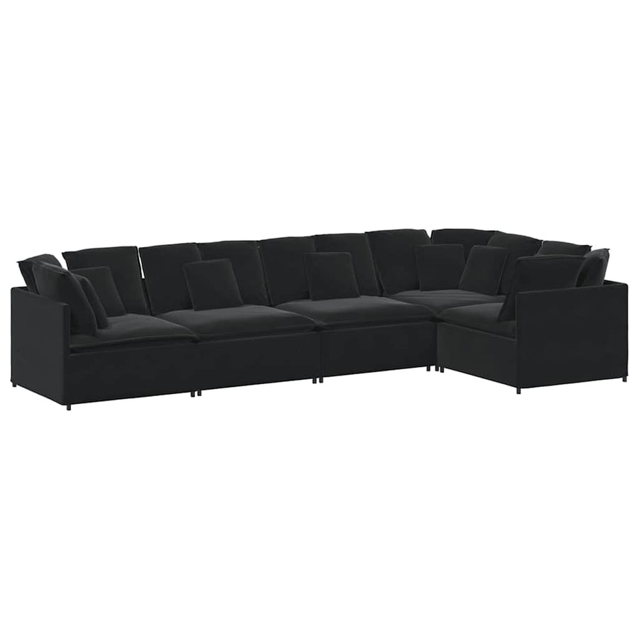 Modulaire Bank Met Kussens Fluweel Zwart
