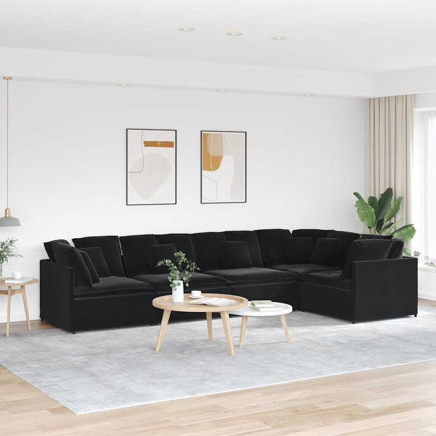 Modulaire Bank Met Kussens Fluweel Zwart
