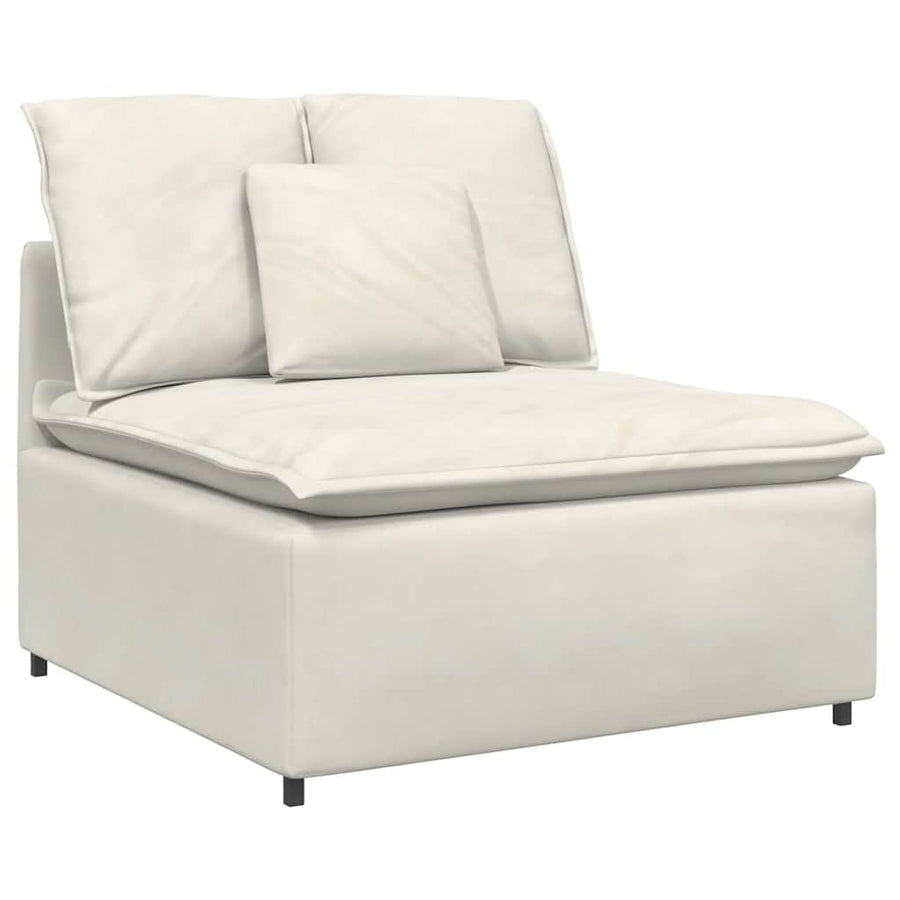 Modulaire bank met kussens fluweel crèmekleurig