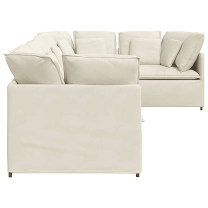 Modulaire bank met kussens fluweel crèmekleurig