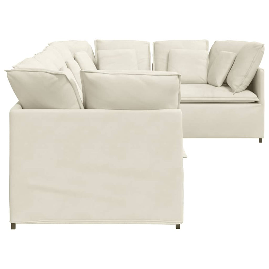 Modulaire bank met kussens fluweel crèmekleurig