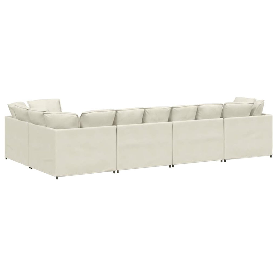 Modulaire bank met kussens fluweel crèmekleurig