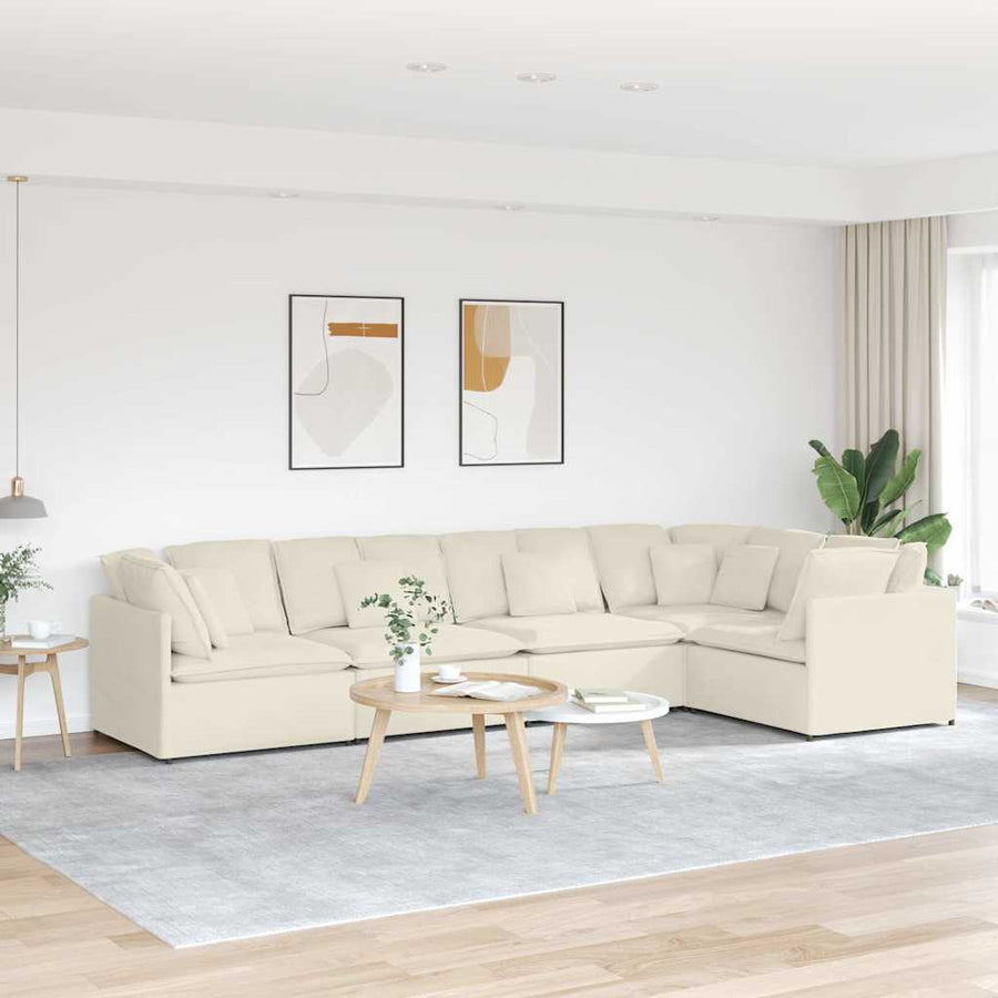 Modulaire bank met kussens fluweel crèmekleurig