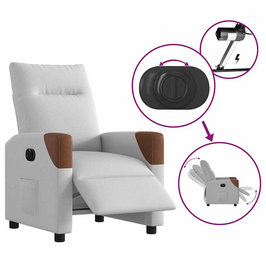 Fauteuil elektrisch verstelbaar stof wolk grijs