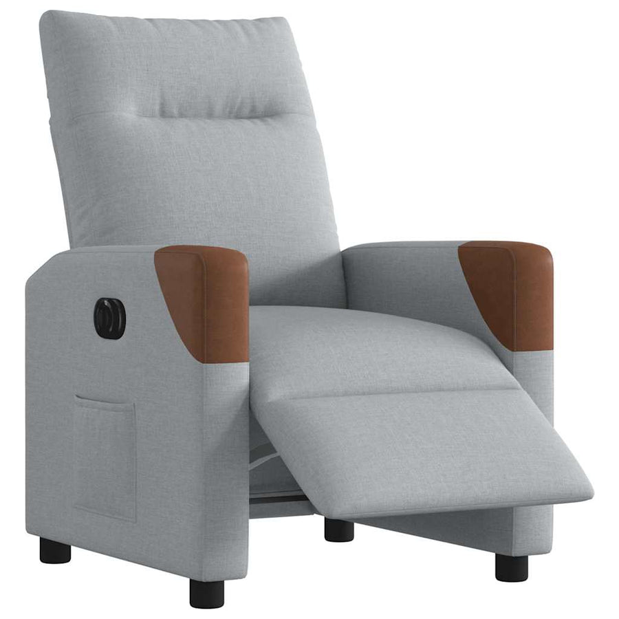 Fauteuil elektrisch verstelbaar stof lichtgrijs