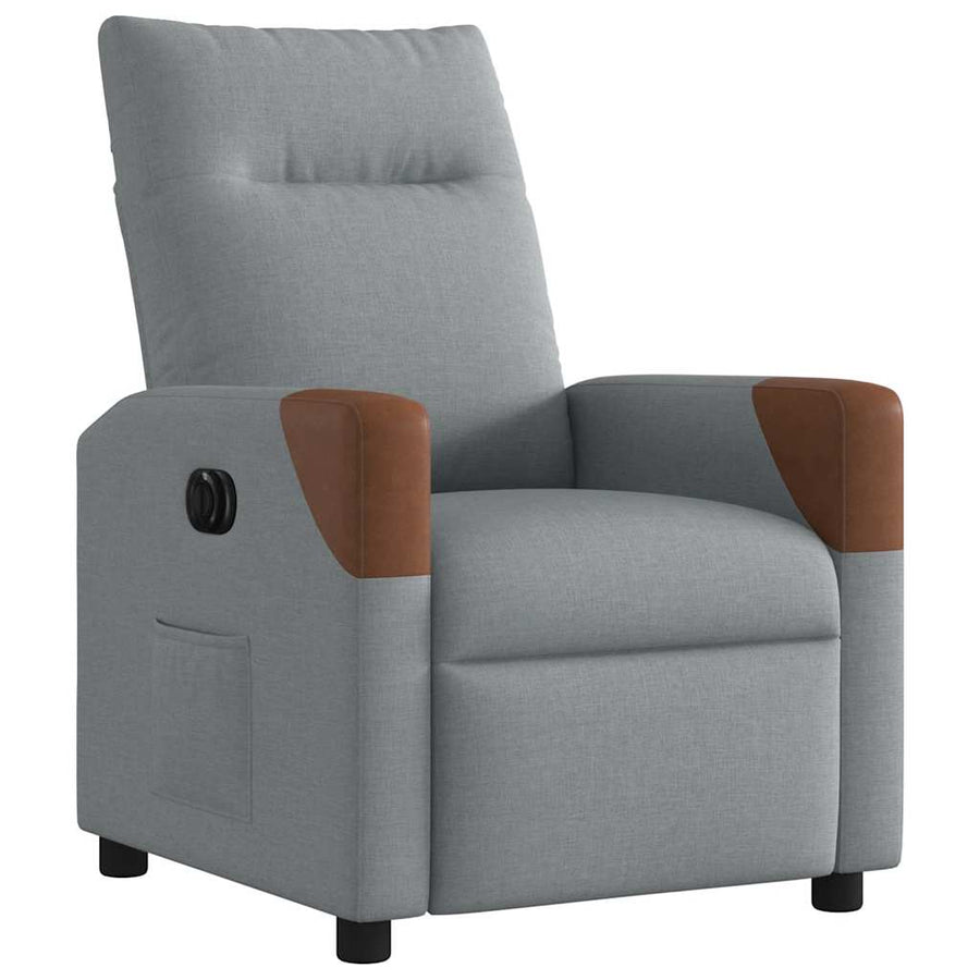 Fauteuil elektrisch verstelbaar stof lichtgrijs