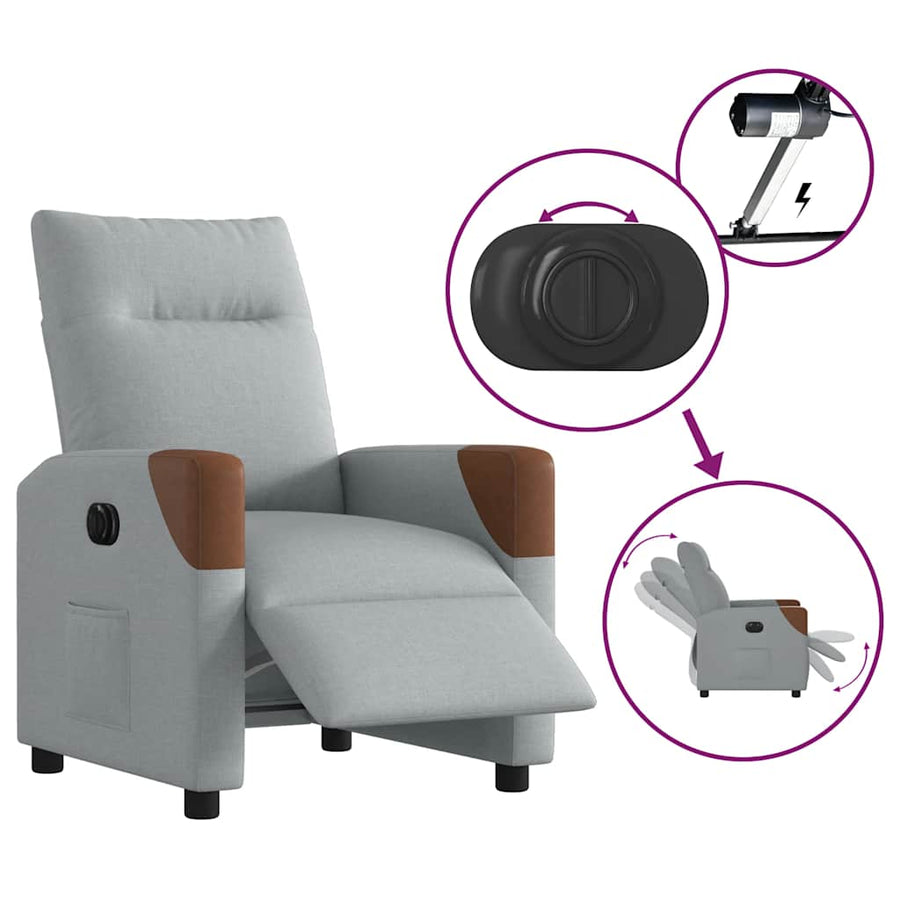 Fauteuil elektrisch verstelbaar stof lichtgrijs
