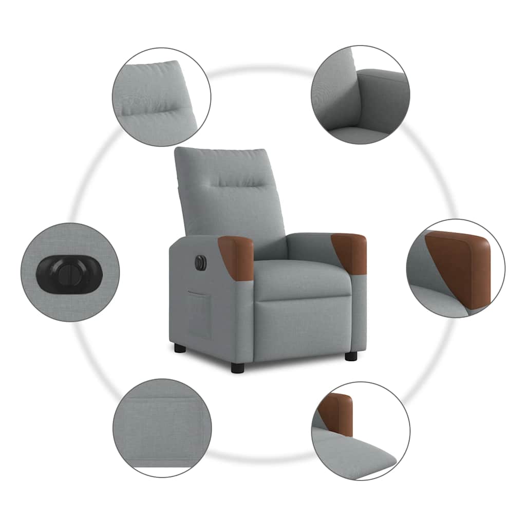 Fauteuil elektrisch verstelbaar stof lichtgrijs