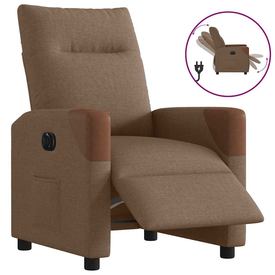 Fauteuil verstelbaar elektrisch stof bruin