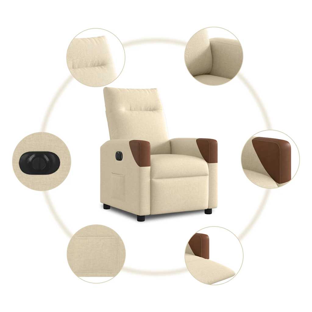 Fauteuil verstelbaar elektrisch stof crèmekleurig