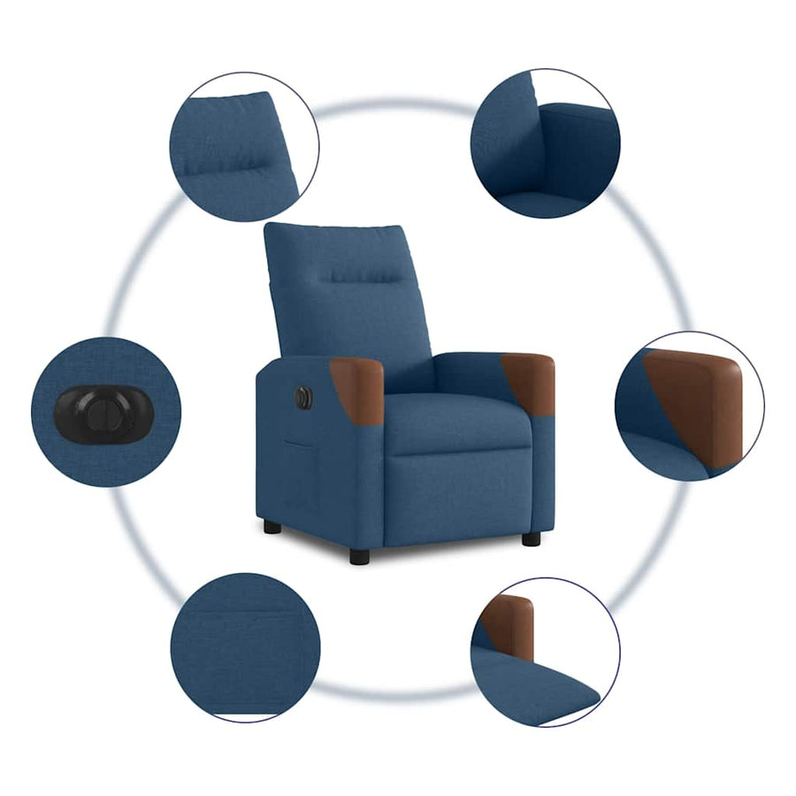Fauteuil elektrisch verstelbaar stof blauw