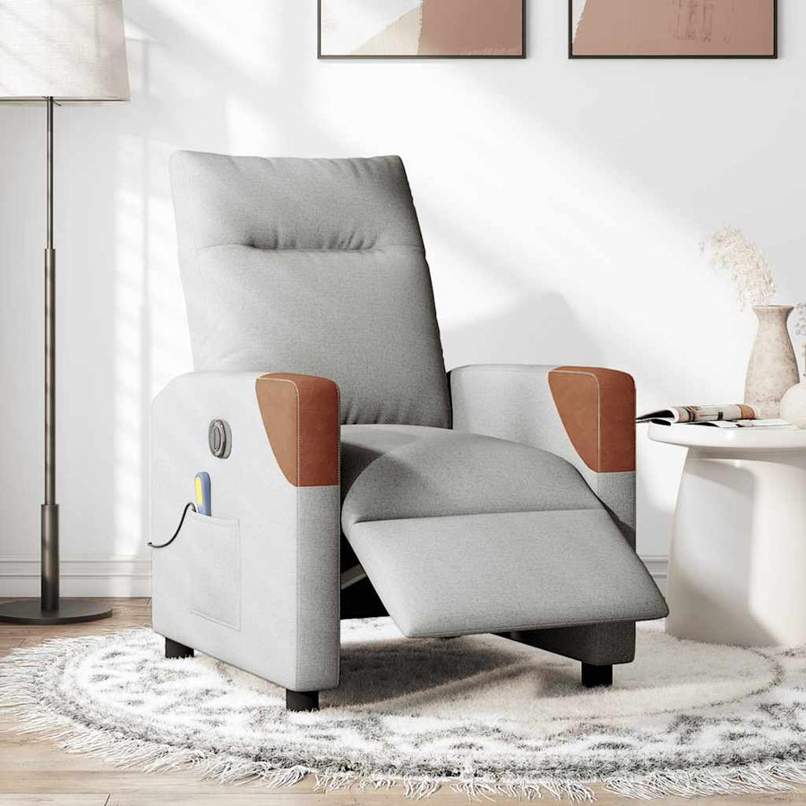 Massagestoel elektrisch verstelbaar stof wolk grijs