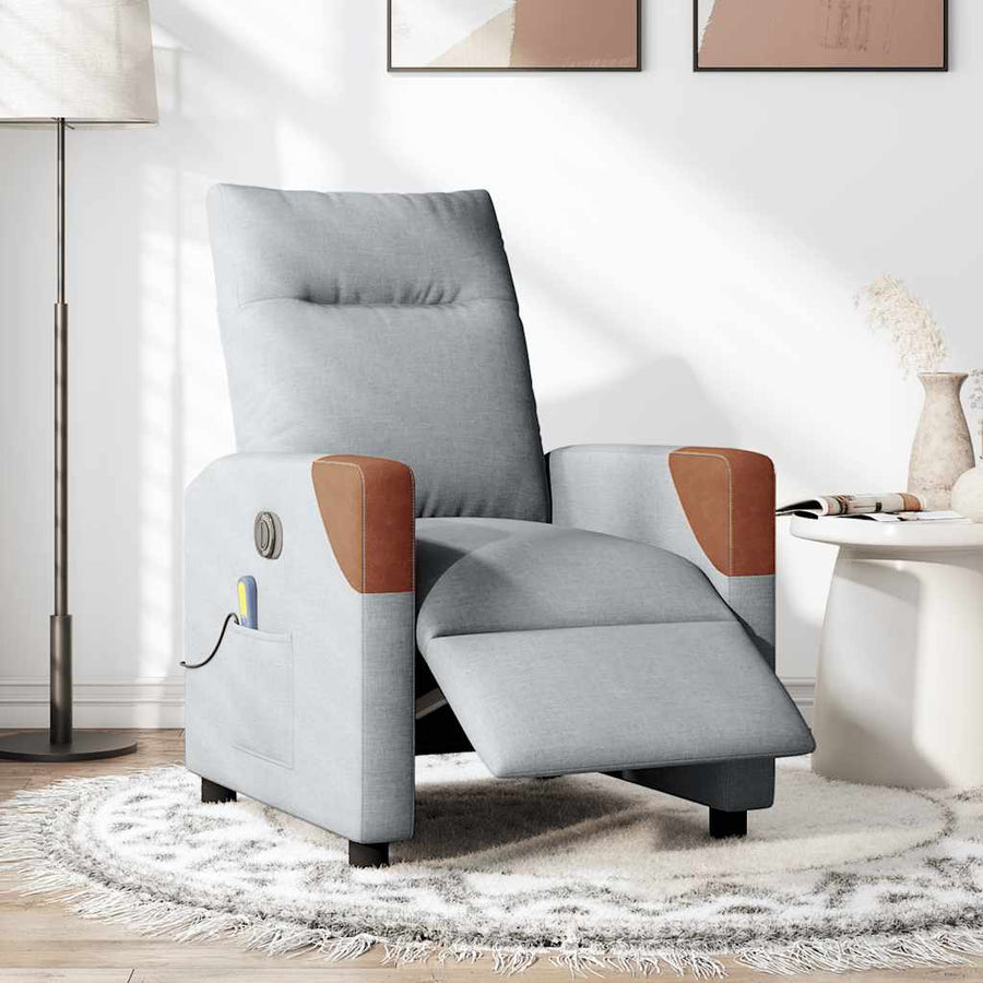 Massagestoel elektrisch verstelbaar stof lichtgrijs