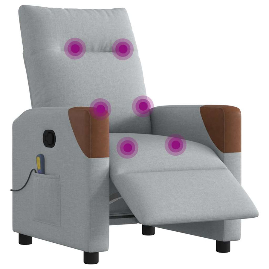Massagestoel elektrisch verstelbaar stof lichtgrijs
