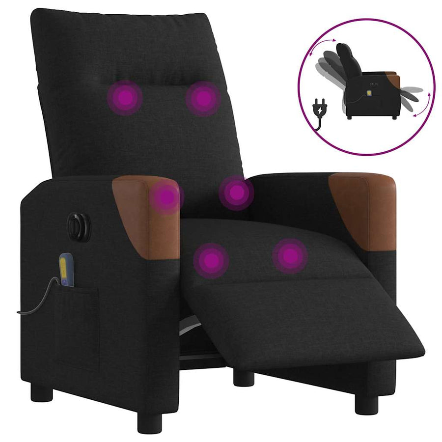 Massagestoel elektrisch verstelbaar stof zwart