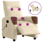 Massagestoel elektrisch verstelbaar stof crèmekleurig 69x86x100 cm