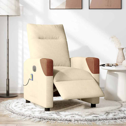Massagestoel elektrisch verstelbaar stof crèmekleurig