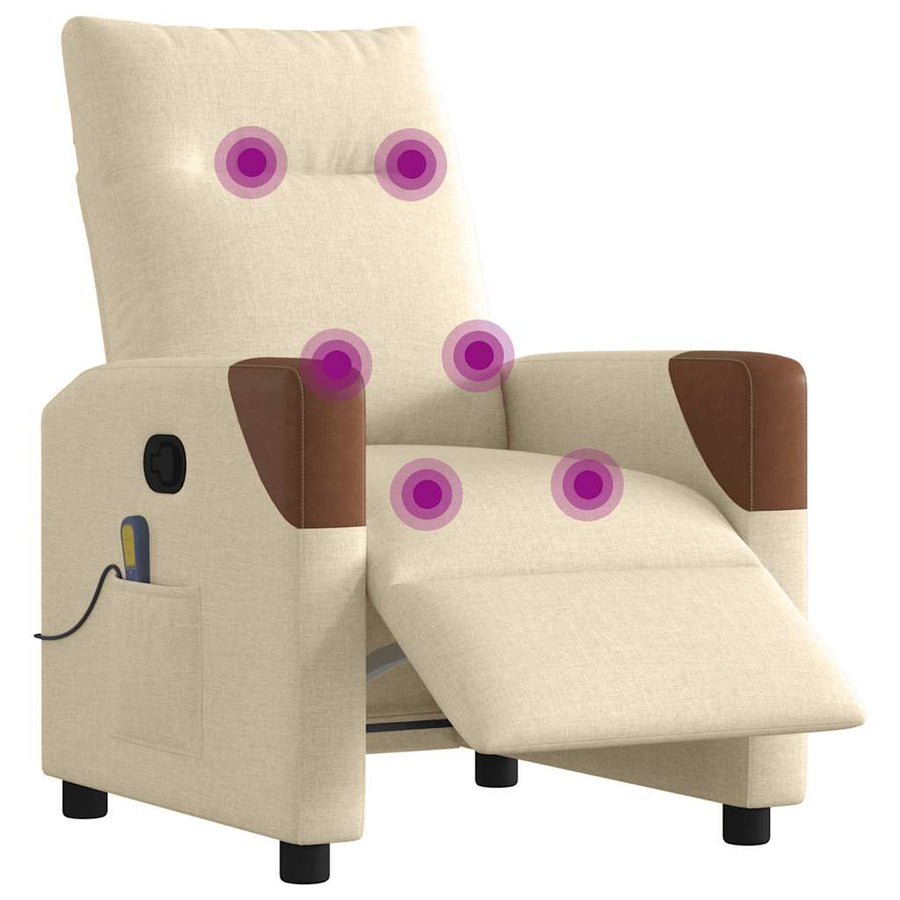 Massagestoel elektrisch verstelbaar stof crèmekleurig