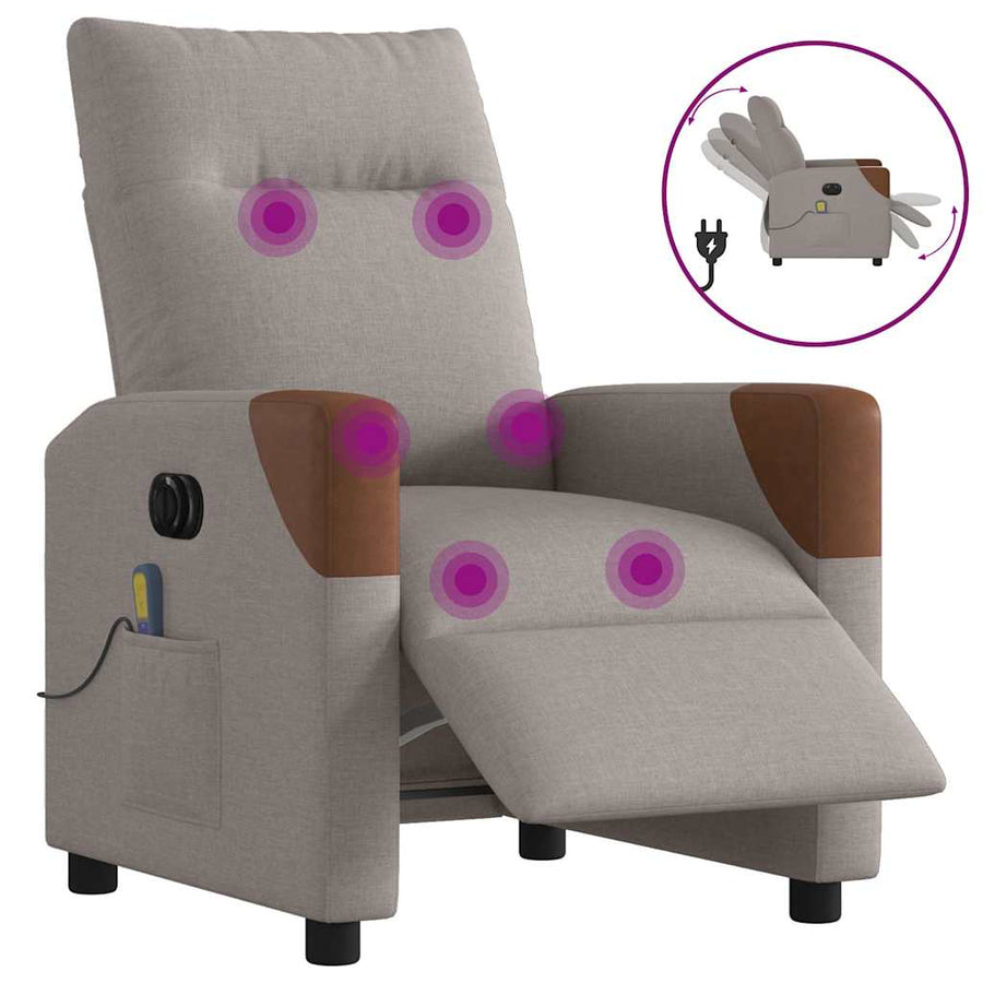 Massagestoel elektrisch verstelbaar stof taupe