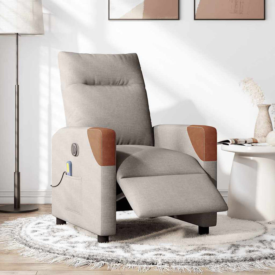 Massagestoel elektrisch verstelbaar stof taupe