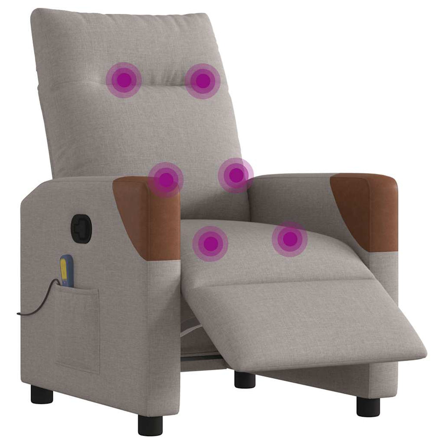 Massagestoel elektrisch verstelbaar stof taupe
