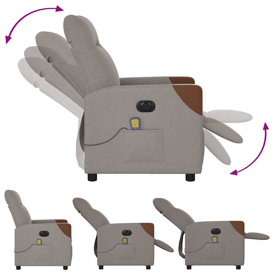 Massagestoel elektrisch verstelbaar stof taupe