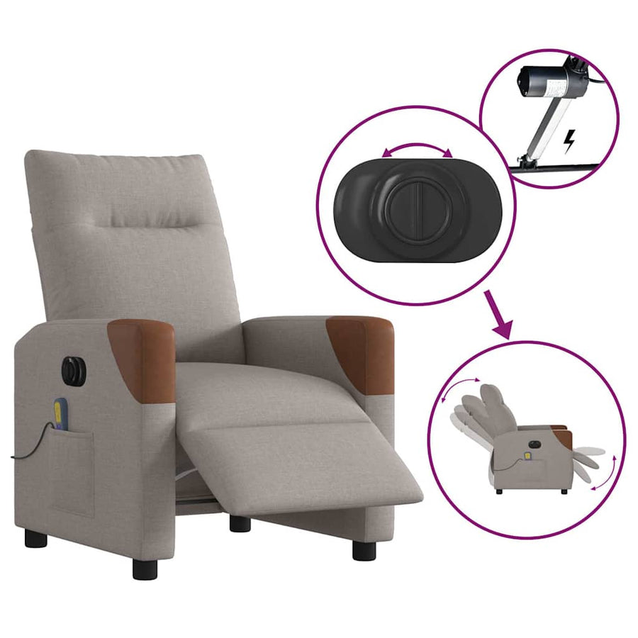 Massagestoel elektrisch verstelbaar stof taupe