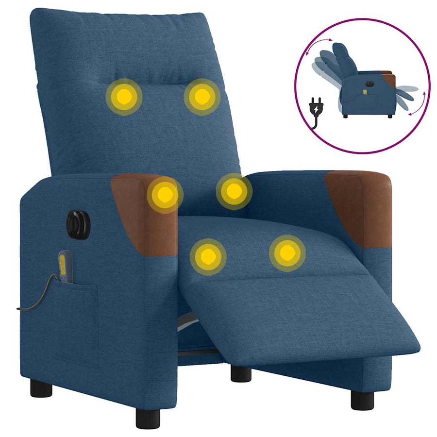 Massagestoel elektrisch verstelbaar stof blauw