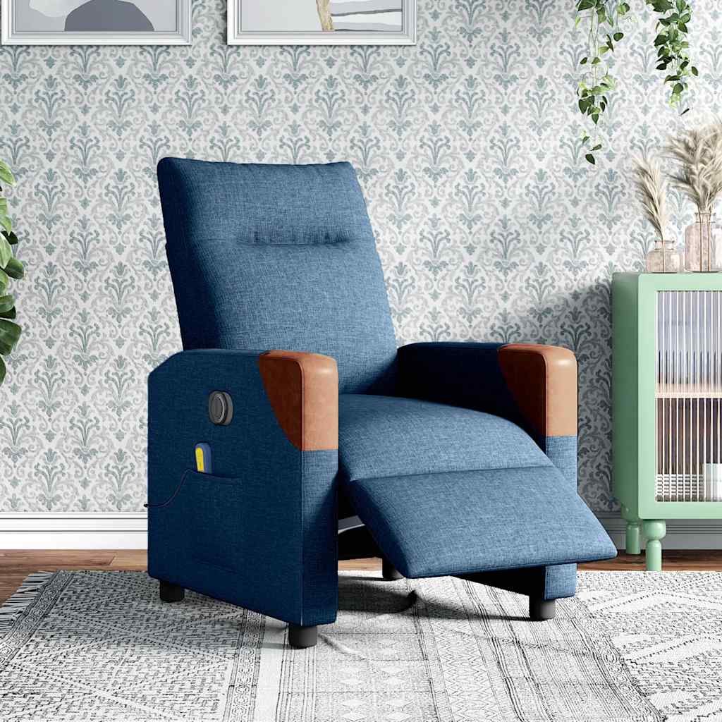 Massagestoel elektrisch verstelbaar stof blauw