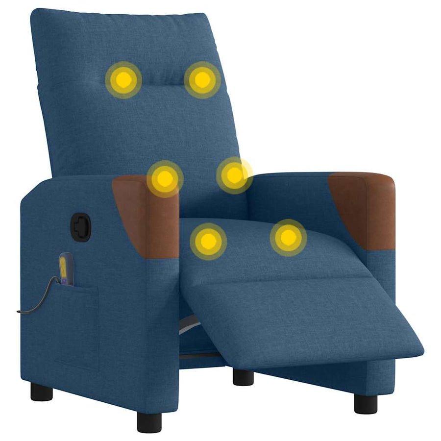 Massagestoel elektrisch verstelbaar stof blauw