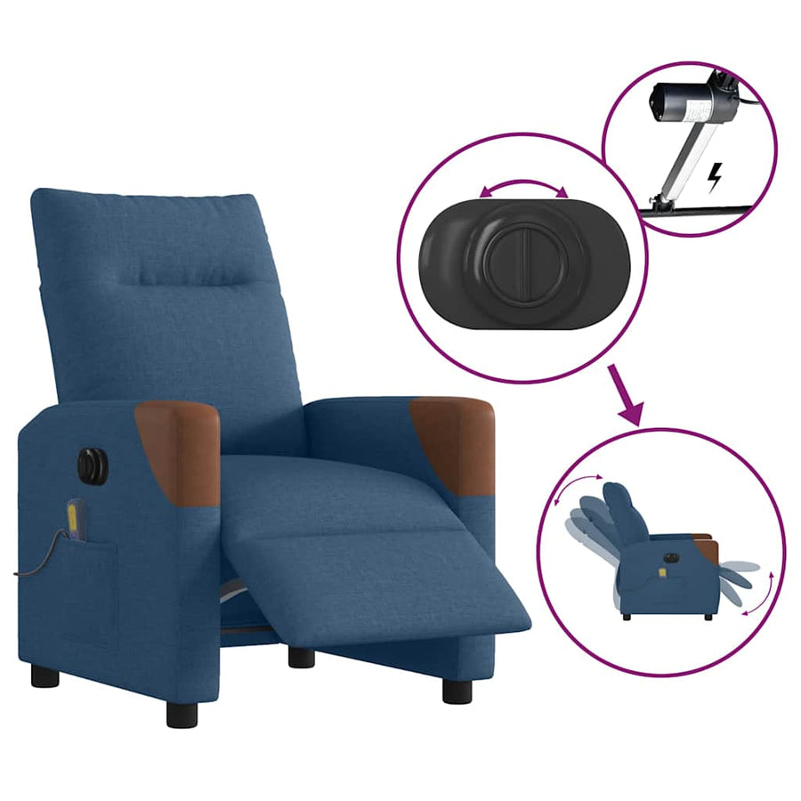 Massagestoel elektrisch verstelbaar stof blauw