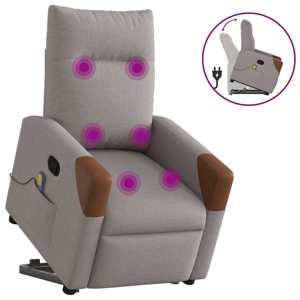 Sta-op-massagestoel verstelbaar stof taupe
