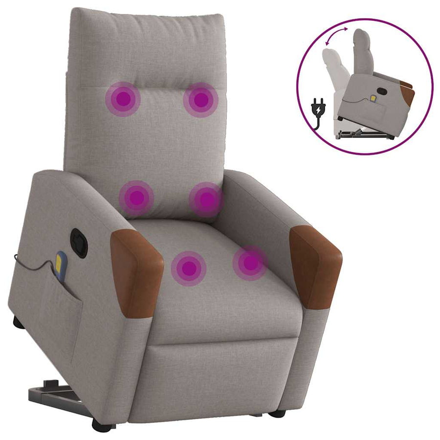 Sta-op-massagestoel verstelbaar stof taupe