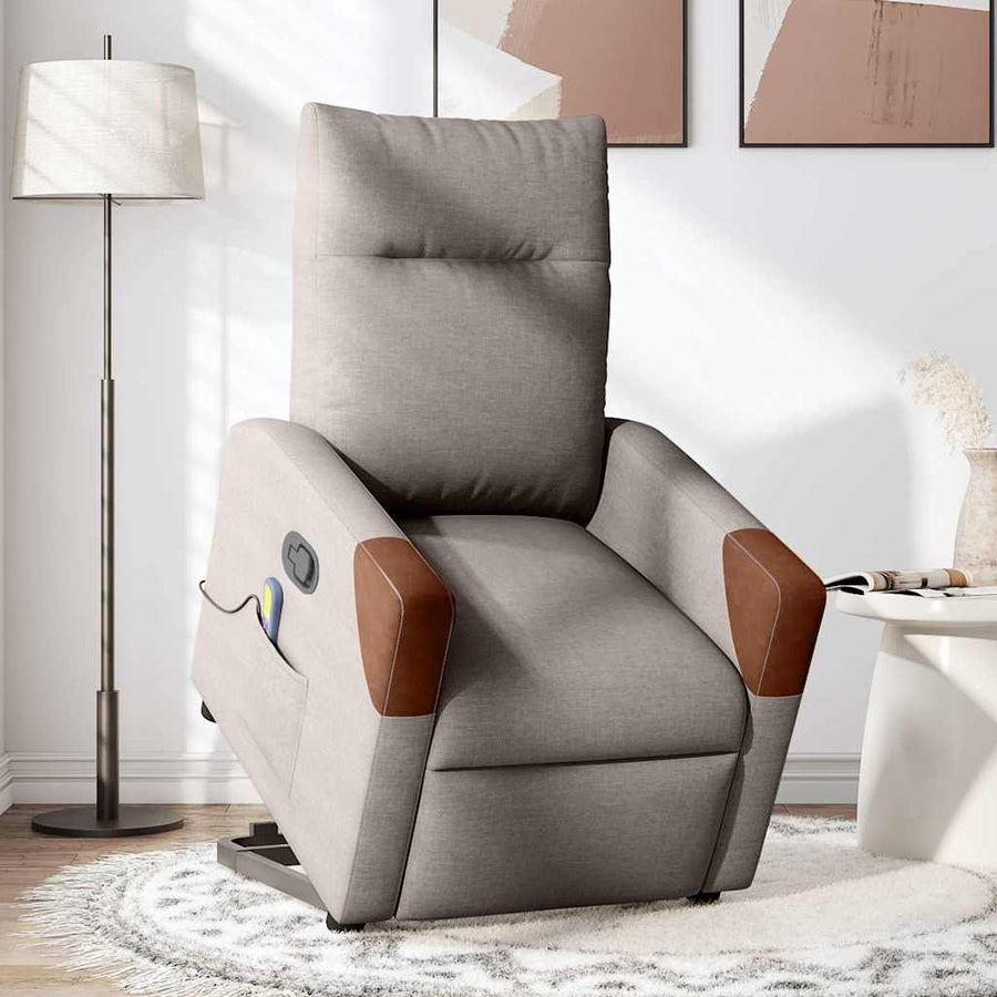 Sta-op-massagestoel verstelbaar stof taupe