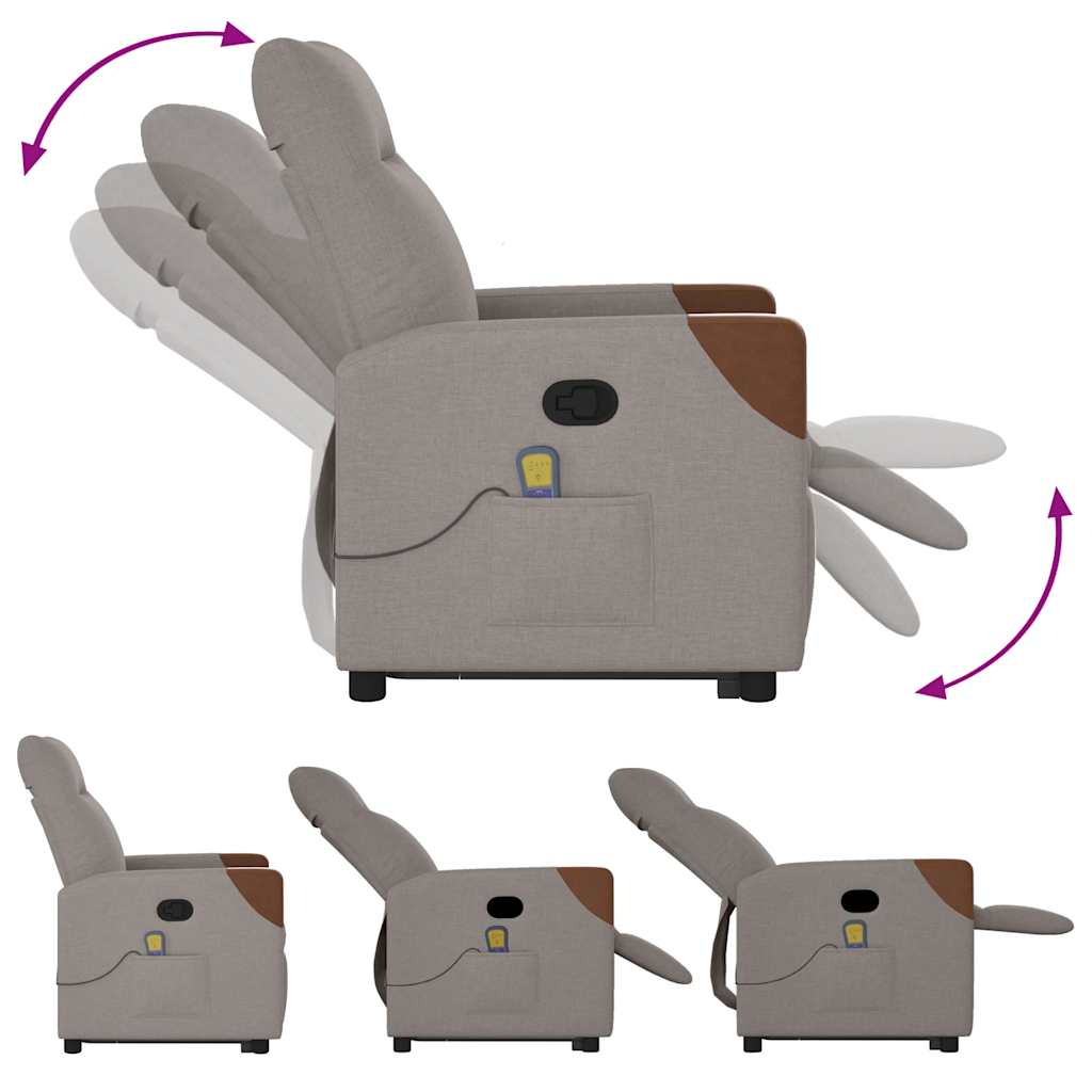 Sta-op-massagestoel verstelbaar stof taupe
