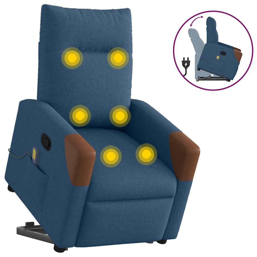 Sta-op-massagestoel verstelbaar stof blauw