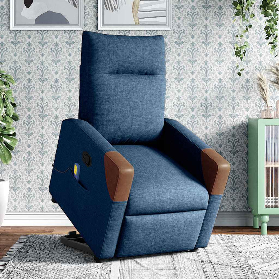 Sta-op-massagestoel verstelbaar stof blauw