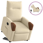 Electric adjustable riser recliner fabric cream