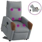 Electric Adjustable Reclining Massage Chair, Fabric, Light Grey