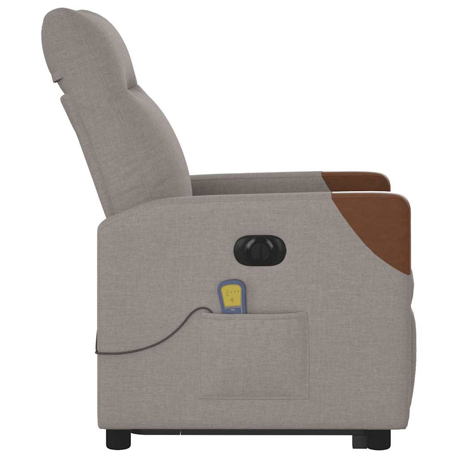 Sta-op-massagestoel elektrisch verstelbaar stof taupe
