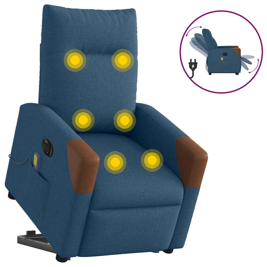 Sta-op-massagestoel elektrisch verstelbaar stof blauw