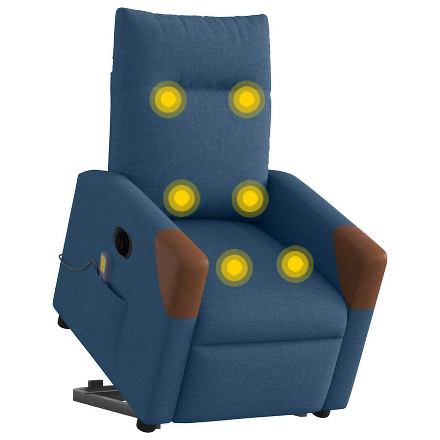 Sta-op-massagestoel elektrisch verstelbaar stof blauw