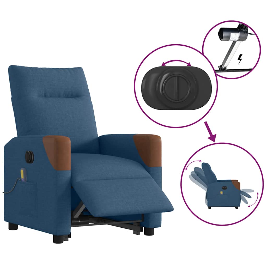 Sta-op-massagestoel elektrisch verstelbaar stof blauw