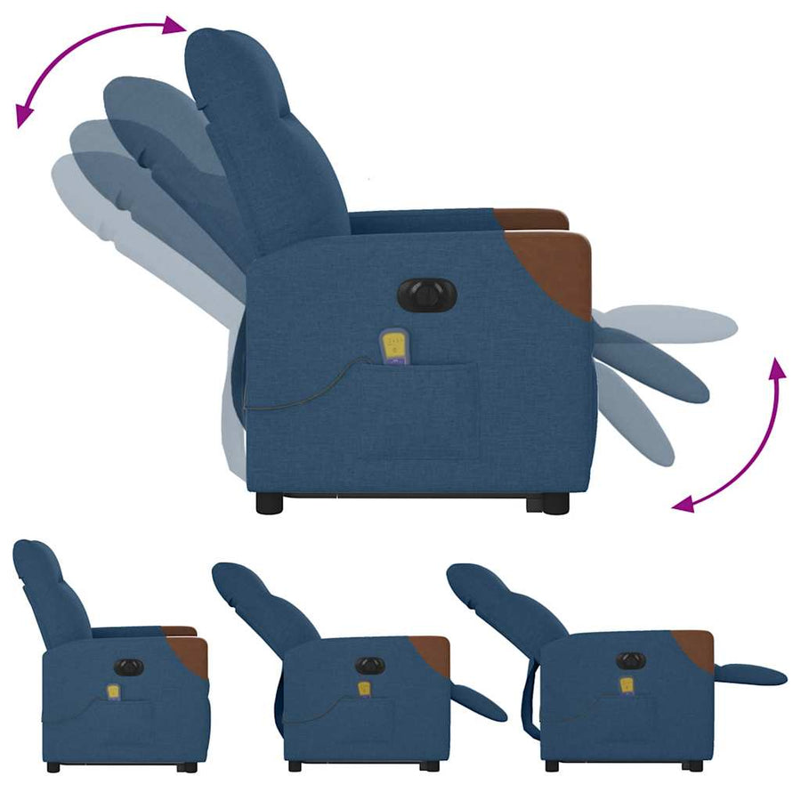 Sta-op-massagestoel elektrisch verstelbaar stof blauw