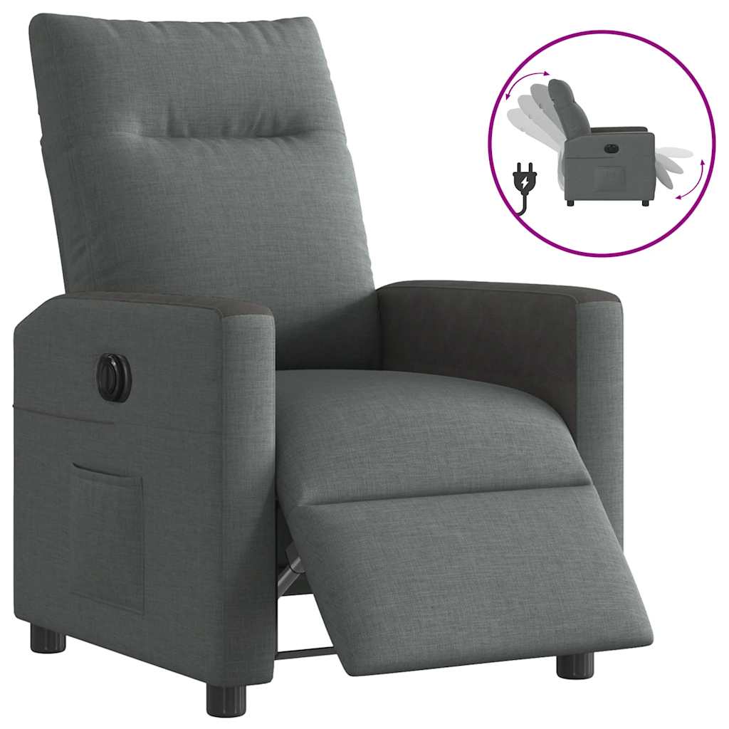 Fauteuil elektrisch verstelbaar stof donkergrijs