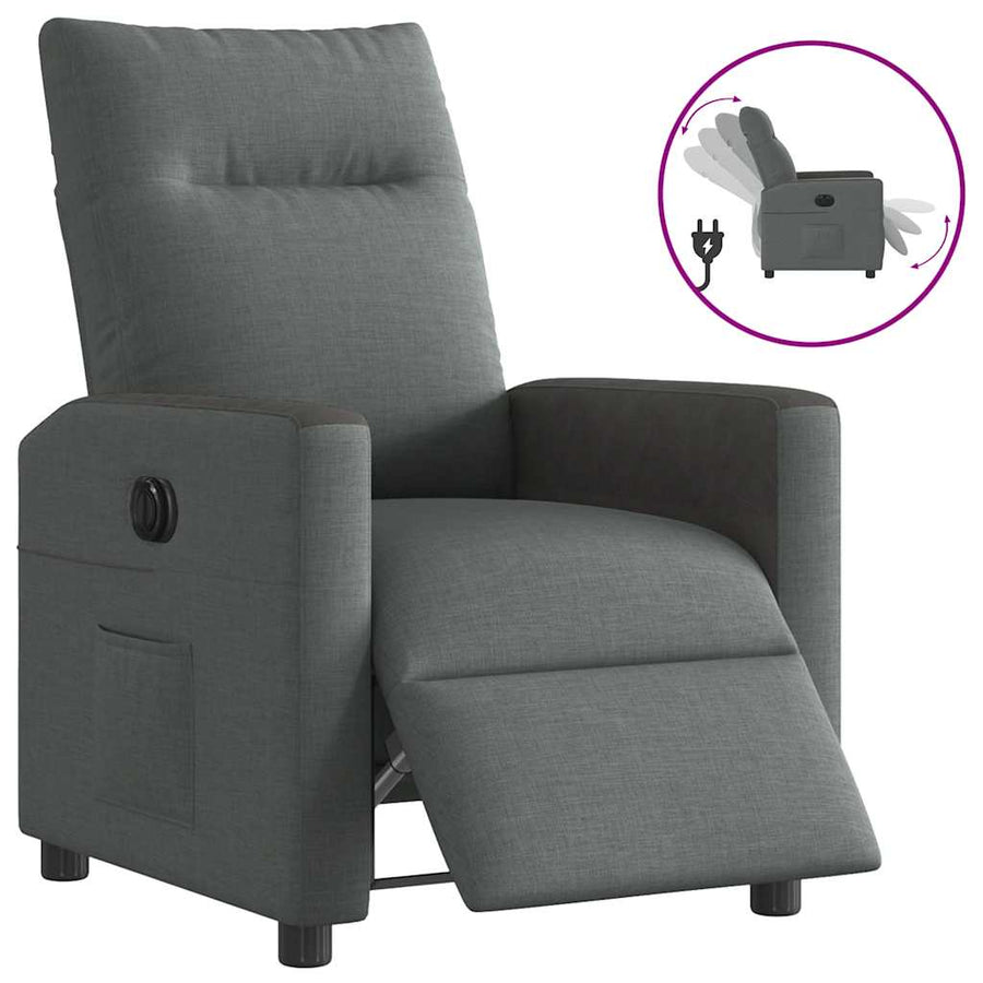 Fauteuil elektrisch verstelbaar stof donkergrijs
