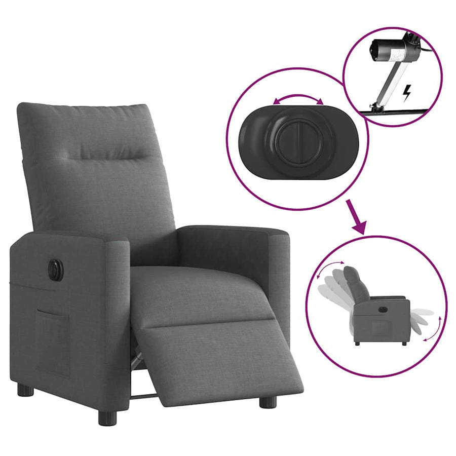 Fauteuil elektrisch verstelbaar stof donkergrijs