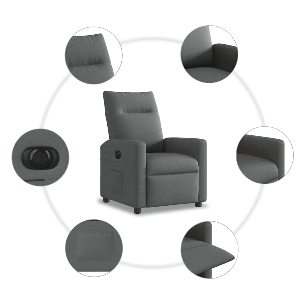 Fauteuil elektrisch verstelbaar stof donkergrijs
