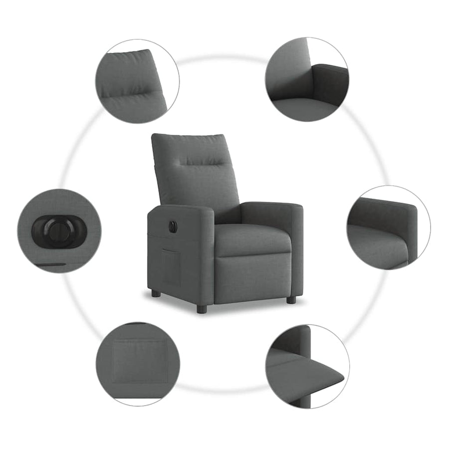 Fauteuil elektrisch verstelbaar stof donkergrijs